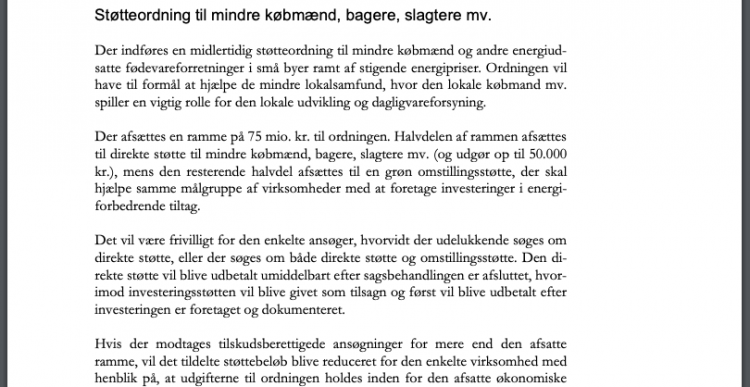 Folketinget: Op til 50.000 i støtte til Tranderup-købmand og Finns bageri i Søby