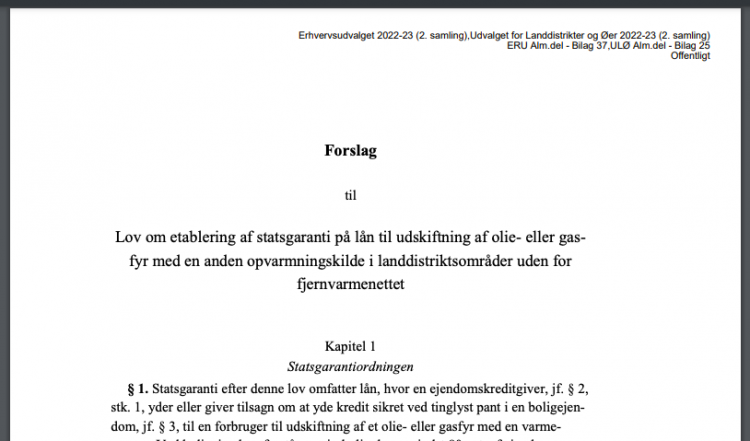 Statslån på 150.000 kr til udskiftning af oliefyr på Ærø