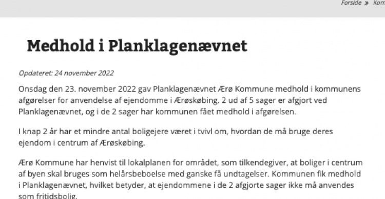 Kommunen: Vi fik ret i Planklagenævnet om boliger i Ærøskøbing